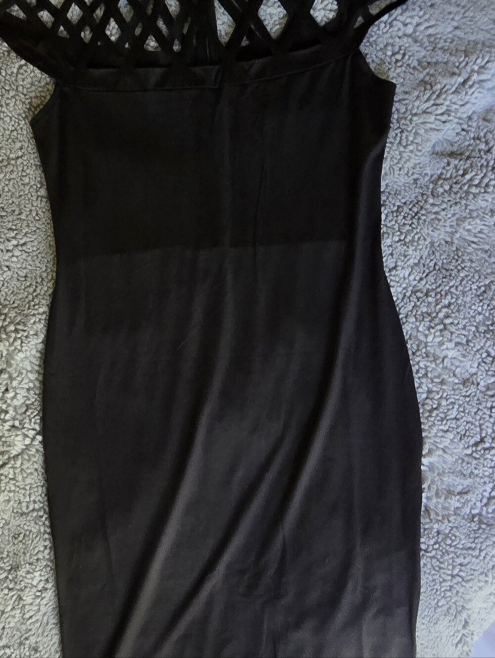 Black Women's Maxi Dress with Lattice Hem